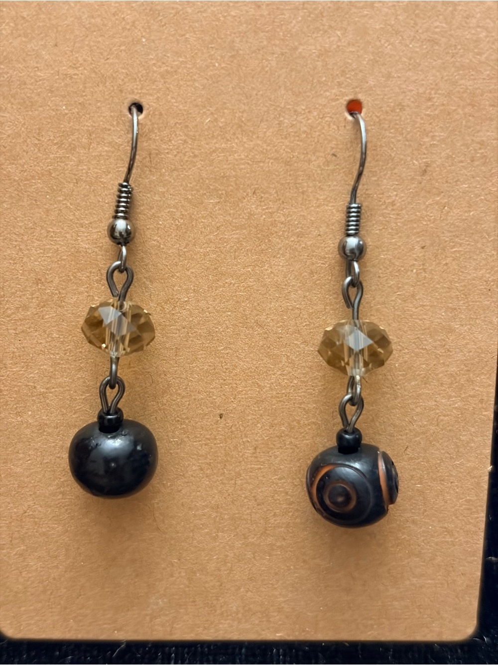 Beaded Dangle Earrings in Brown & Black